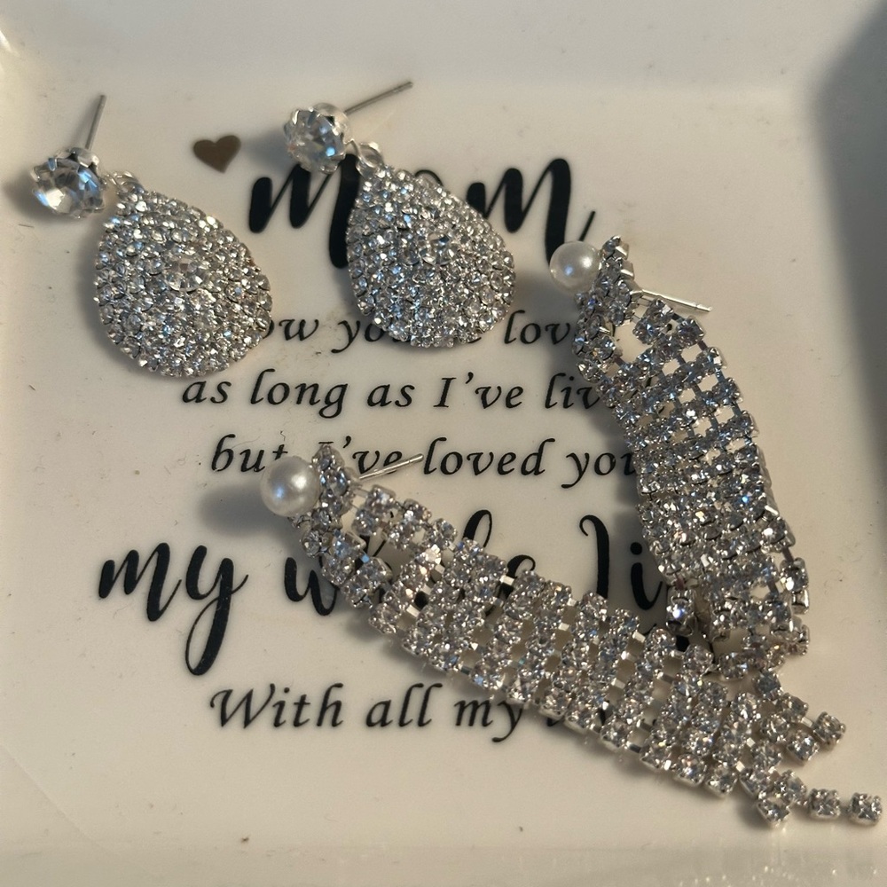 Lot if 2 Rhinestone Earrings